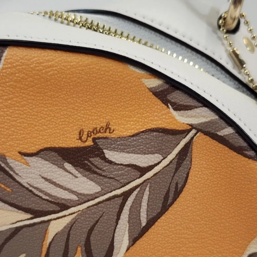 Coach 3962 Jordyn Backpack Banana Leaves Redwood Sunbeam Multi Orange Bag Purse